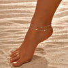 Layered Anklet Set for Women Girls, Stainless Steel Heart Beads Double Chain Foot Jewelry, Adjustable Summer Beach Gift - Image 3