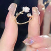 1PCS Micro inlaid Zircon Flower Adjustable Ring Women's Wedding Party Accessories Jewelry Gifts - Image 1