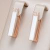 Rose Gold Color White Enamel Drop Earrings For Women Girl Wedding Party Zircon Eardrop Jewelry - Image 1