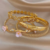 Delicate Zircon Flower Cuff Bangle Bracelets for Women Glossy Gold Plated Stainless Steel Wristband Bracelet Jewelry - Image 6