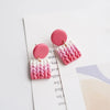 Cute Multi-Gradient Color Square Polymer Clay Earring Stud Set Handmade Braided Knitting Pattern Women's Jewelry Gifts - Image 8