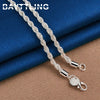 Charm silver Accessories Men 4MM 40-60cm 2PCS Rope Chain Necklace Bracelet Women Wedding Gift Jewelry - Image 3