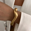 Wide Wave Cuff Bangle in Matte Gold-Tone and Silver-Tone Alloy - Image 8