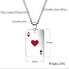 Stainless Steel Playing Card Pendant Necklace with Ace of Hearts or Ace of Spades Design - Image 3