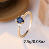 Minimalist Pear Cut Royal Blue Stone Water Drop Zircon Stacking Thin Rings For Women Gold Color Female Wedding Bands Jewelry CZ - Image 5