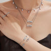 Three Slidable Zircon Pendant Necklace Bracelet Ring Gold Plated Stainless Steel Chain Necklaces Bracelets Rings Jewelry Set - Image 5