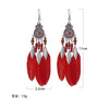 Bohemian Ethnic Feather Drop Earrings For Women Elegant Wood Beads Leaf Long Tassels Dangle Earring Girls Party Jewelry - Image 2