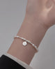MODIAN 925 Sterling Silver Lukcy Circle Baroque Pearl Adjustable Chain Link Platinum Plated for Women Christmas Gifts Jewelry