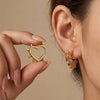 Creative Hip-Hop Rivet Heart Hoop Earrings For Women Stainless Steel Geometric Ear Buckle Piercing Cool Rock Punk Stud Jewelry - Image 3