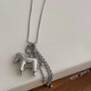 Smooth Surface Horse Chain Tassel Pendant Necklaces for Women Silver Plated Snake Chain Long Sweater Chain - Image 5