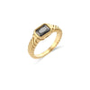 Thin Ring Band Texture Engraved Small Square Cubic Zirconia Stone Ring Black White Green Red Gemstone Ring - Image 9
