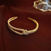 Full Zircon Cuff Bracelets Gold Plating Copper Knot Opening Bracelet Minimalist Women's Bangle For Wedding Party K0 - Image 4