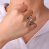 Lemegeton Simple Line Stainless Steel Charm Ring Silver Ring Men and Women Couple Wedding Gift - Image 3