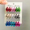 9Pair/Set Acrylic Small Chunky Waterdrop Earrings Dupes for Women Matte Colorful Dome Tear Drop Earring Hoops Jewelry - Image 10