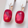 Red Stone Drop Earrings For Women Rose Gold Color 25 13mm Big Zircon Jewelry Gifts - Image 5