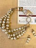 Vintage Handmade Knotted Glass Pearl Necklace Earrings Bracelet Set Women Jewelry - Image 1