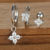 3PCS Silver Color Stainless Steel Crown Hoop Earring Set for Women Four Flower Zircon Cartilage Piercing Earring Jewelry - Image 25
