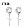 1 pair Punk Stainless Steel Cross Stars Pendant Ear Clip No Piercing Earrings For Women Hiphop No ear hole Men Jewelry - Image 9
