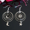 Goth Y2K Black Enamel Moon Sun Star Fringed Multi-layer Circular Celestial Dangle Earrings for Women Halloween Aesthetic Jewelry - Image 6