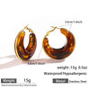 Stainless Steel Acrylici Resin Hoop Earrings for Women Classic Brown Pink Color Earrings Party Jewelry - Image 3