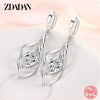 Silver Hollow Blue Crystal Long Drop Earrings For Women Wedding Jewelry Gift - Image 8