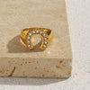 Stainless Steel Y2K Jewelry U Letter Crystal Paved Gold Colour Rings For Women Chunky Metal Hiphop Party Jewelry - Image 17