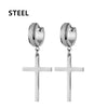 Punk Stainless Steel Frosting Hoop Earrings Design Women Men Pierced Cross Ear Jewelry Accessories Party Dangle Earring - Image 8