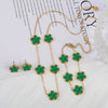 Gold Plated Lucky Stainless Steel Five Leaf Flower 3PCS Jewelry Set Bracelet Necklace Earrings for Women Party Jewelry Clover - Image 10
