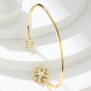 Cute Plant Pink Cherry Flower Bracelet Gold Color Small Zircon Stone Charm Open Adjustable Bracelets For Women Wedding Jewelry - Image 3