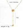 Women's Delicate Y-Shaped Necklace with Cubic Zirconia Gold Plated Stainless Steel Star And Moon Pendant Jewelry - Image 9