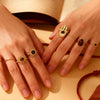Vintage Stainless Steel Brown Stone Rings For Women Open Adjustable Charm Finger Ring Maillard Jewelry - Image 3