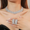 3pcs Women's Jewelry Set Rhinestone Earrings Necklace Wedding Party Accessories-4068 - Image 10