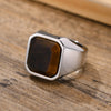Stylish Square Stone Signet Rings for Men, Stainless Steel Metal Finger Ring Party Gift Jewelry - Image 7