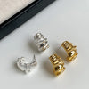 Ftcy Irregular Wavy Pleated Stud Earrings For Women Retro Water Ripple Pattern Glossy Geometric Metal Earrings - Image 4