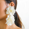 Exaggerated Satin Large Flower Long Tassel Drop Earrings for Women Romantic Party Wedding Earrings Jewelry Girls - Image 1
