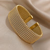 Vintage Stainless Steel Braided Mesh Open Bracelet Classic Cuff Jewelry Bangles for Women Men Daily Party Jewelry - Image 4