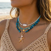 3pcs/set Bohemian Pearl Starfish Pendant Necklace for Women Irregular Blue Stone Beads Link Chain Beach Party Jewelry - Image 1