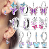Butterfly Hoop Earrings with Colorful Cubic Zirconia - Image 22