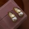 Korean jewelry jewelry gold plated metal letters water drop pearl earrings elegant women's daily work accessories - Image 2