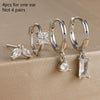 4PCS Zircon Hanging Earrings Set For Women Stainless Steel Geometry Dangle Earring Cartilage Piercing Jewelry Gift - Image 9