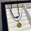 2 Pcs Vintage Peace Buckle Pendant Necklaces Stone Beads Chains Choker Necklace Set Women Men Chinese Style Jewelry K - Image 10