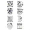 4 Pairs Stainless Steel Magnetic Stud Earrings, Cubic Zirconia Magnetic Non-piercing Ear Clip For Men - Image 3