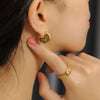 Carlidana Jewelry Stainless Steel Chunky Minimalist Earring Water Drop Hollow Out Minimal Chubby Earrings - Image 5