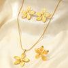 Stainless Steel Simple Exaggerated Large Flowers Pendant Necklace Ring Earrings Jewelry Set Female Creative Gift - Image 5
