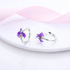 Silver Hoop Earrings Purple Zircon Flowers Butterflies Studs Earring For Women Wedding Engagement Gift - Image 4