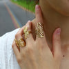 Gold Plated Stainless Steel Rings for Women Irregular Hammered Metal Texture Statement Jewelry - Image 3
