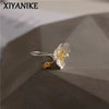 Sweet Golden Pistil Flower Finger Rings For Women Girl Summer Jewelry Gift Party Beach Vacation - Image 1