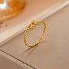 Cazador Adjustable Beads Twisted Rope Thin Rings for Women Stainless Steel Kpop Jewelry Gold Plated Open Finger Rings - Image 2