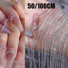 100/50cm Long Crystal Chain Nail Charms 1.5/2mm Shinying Clear/AB Diamond Nail Art Metal Steel French Manicure Crystal - Image 1