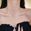 Textured Flower Pendant Necklace on Fine Chain - Image 2